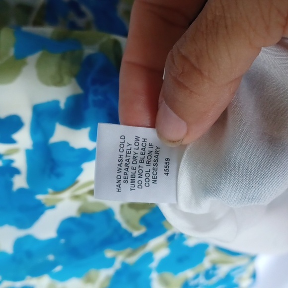 SUGARLIPS ruffle balloon sleeve blouse in blue/green/cream, sz M - Picture 8 of 8